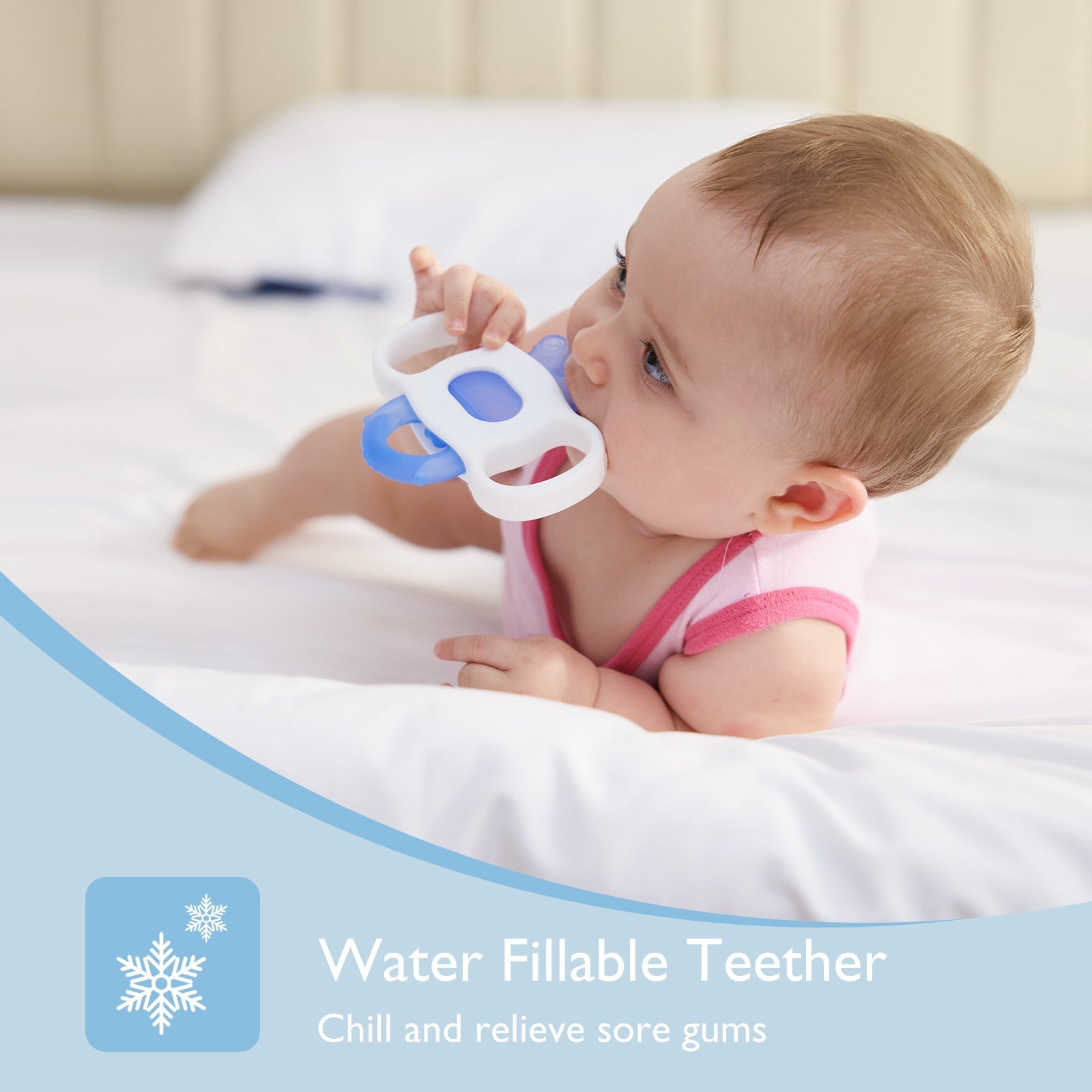 Momcozy Water Fillable Teether (Green and Pink 2 Pcs)
